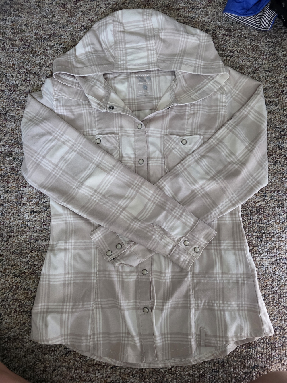 Mountain Hardwear Women's Hooded Plaid Utility Jacket in Light Beige